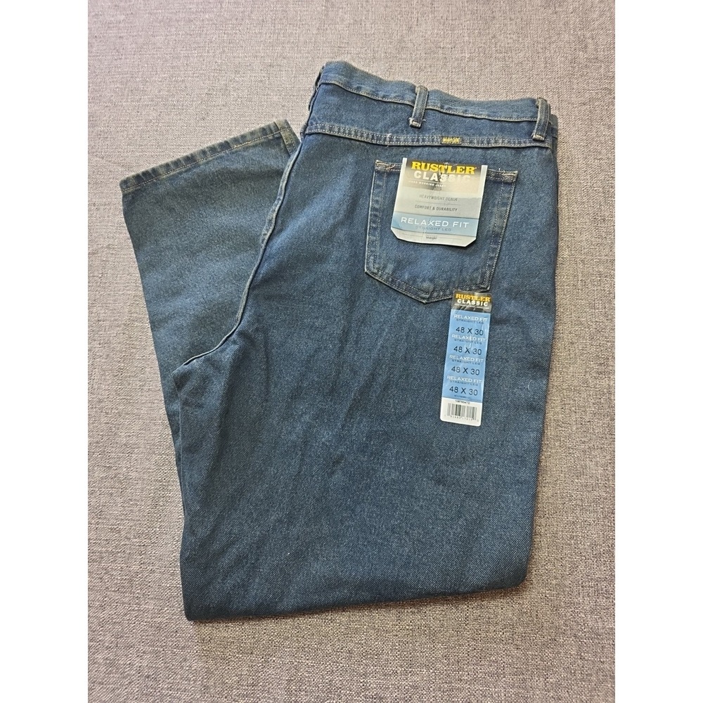 NWT Rustler Classic Relaxed Fit Jeans - 48x30 Dark‎ Wash